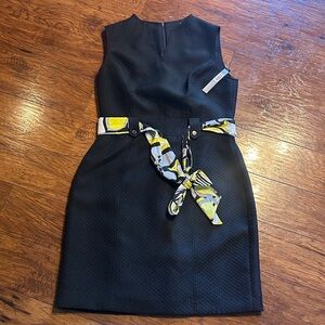NWT Tahari Women’s Black/White/Citrine Sleeveless Sheath Dress Size 10 MSRP $138